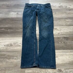 Levi's 511 Red Tab Faded Dark Wash Blue Mens‎ 34x31 Worn In Slim Fit Denim Jeans